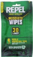 Repel 94100 Sportsmen Mosquito Wipes; Repels mosquitoes up to 10-hour; 30% deet; Controlled application ideal for use on face and neck; Flexible, lightweight pouch ideal for backpackers, hunters and fisherman; Not individually wrapped; Dimensions 5" x 8-1/2"; UPC 011423941009 (94-100 941-00) 