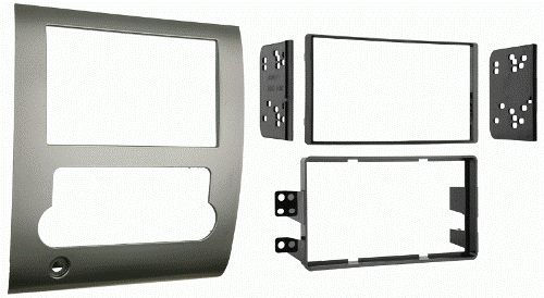 Metra 95-7424 Nissan Titan 08-12 DDIN Radio Adaptor Kit, Double DIN radio provision, Custom design allows the retention of the factory climate controls and passenger airbag light in their original location, Designed specifically for installation of double DIN radios or two single DIN radios, Recessed DIN opening, Painted silver contoured and textured to match factory dash, Comprehensive instruction manual, UPC 086429173235 (957424 9574-24 95-7424)