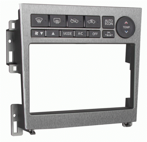 Metra 95-7605A Infiniti G35 05-07 DDIN Radio Adaptor Kit, ISO Double DIN Radio Provision, Stacked ISO Mount Units Provision, Replaces entire climate control panel, Retains full functionality of the HVAC system, Recessed DIN opening, Double DIN radio trim included, Painted silver and contoured to match factory dash, High grade ABS plastic, Comprehensive instruction manual, UPC 086429223206 (957605A 9576-05A 95-7605A)