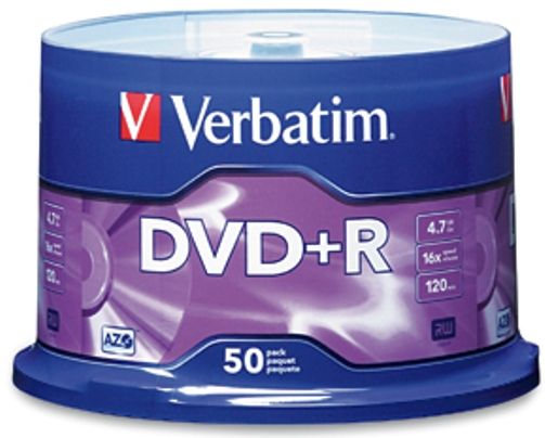 Verbatim 95037 DVD+R 4.7GB 16X Branded, Price per Disc, Sold in 50 Discs Spindles, Silver Thermal Lacquer, Compatible with 1X-16X DVD+R Hardware, Record 4.7GB or 120Min of data and video in approximately 5 minutes, Advanced AZO recording dye optimizes read/write performance, Ideal for recording up to 2 hours of DVD quality home movies and video clips, UPC 023942950370 (95-037 950-37 DVD-95037 DVD95037)
