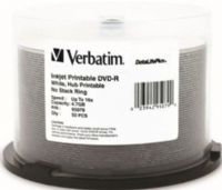 Verbatim 95079 DVD-R 4.7GB 16X DataLifePlus, White Inkjet Printable, Hub Printable 50pk Spindle, Compatible for full-surface, edge-to-edge printing, Superior ink absorption on high-resolution 5,760 DPI printers, Crisp & clear text reproduction, Excellent ink drying time, 1X-16X DVD recording speed, Metal Azo recording dye optimizes read/write performance, UPC 023942950790 (95-079 950-79) 