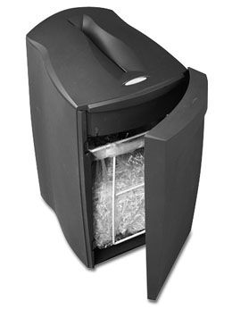 GBC 1756950 Model 950S Straight Cut Shredder; 15 feet per minute; Strip-cuts 18 sheets into 1/4 strips, Safely shreds staples, paper clips, credit cards and CD/DVDs, Thermal overlaod switch, Paper jam indicator light, 9 gallon cabinet, Front access, Auto stop/start (GBC-950S GBC950S 1756950 950S 950-S)