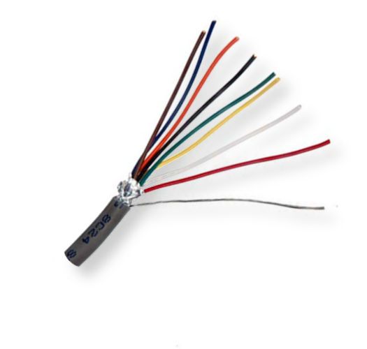 BELDEN9538060100, Model 9538, 8-Conductor, 24 AWG, Computer EIA RS-232 Cable; Chrome Color; CMG-Rated; 24 AWG stranded Tinned copper conductors; Semi-rigid PVC insulation; Overall Beldfoilshield with 24 AWG stranded tinned copper drain wire; PVC jacket; UPC 612825255352 (BELDEN9538060100 TRANSMISSION CONNECTIVITY WIRE ELECTRICITY)