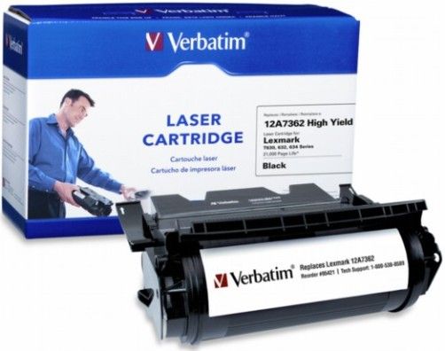 Verbatim 95421 Replacement High Yield Laser Cartridge, Equivalent to Lexmark 12A7362 and 12A7462 for Lexmark Optra T630 T632 T634 Series, 21,000 Page Yield, High quality, crisp text resolution, page after page, Print tested for quality prior to packaging, UPC 023942954217 (95-421 954-21)