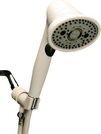 Oxygenics 95935 Evolution 4 Function Handheld Shower Head, White; Standard Kit with 60in Hose, Arm Mount and Teflon Tape; Retail Box, Uses a maximum of 2.5 GPM (gallons per minute), Pressure Boosting Technology, 360 degrees Rotating Oval Face, Push Button Spray Selection, Oxygenics Dual-Core spray, Maintenance Free, UPC 010147959352, Replaced 95835 (95-935 959-35)
