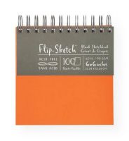 Hand Book Journal Co 960020 Flip-Sketch Wire-Bound Sketchbook 6" x 6" Square Mandarin; Flexi-Sketch is now joined by Flip-Sketch, its wire-o bound buddy; Flip-Sketch contains 100 sheets of high-quality, acid-free, 90 gsm sketch paper in a crowd-pleasing wire-o format with a significantly solid backing board; 6" x 6" Square; Color: Mandarin; Shipping Weight 0.62 lb; UPC 696844960206 (HANDBOOKJOURNALCO960020 HANDBOOKJOURNALCO-960020 FLIP-SKETCH-960020 ARTWORK) 