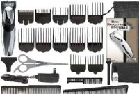 Wahl 9639-700 Haircut & Beard Rechargeable Clipper/Trimmer Kit; Corded/Cordless Rechargeable Clipper; Self-Sharpening High-Carbon Steel Blades; Worldwide Voltage; 12 Individual Guide Combs (1/2 - 1/16" (1.5mm), 1/8" (3mm), 1/2 - 3/16" (5mm), 1/4" (6mm), 3/8" (10mm), 1/2" (13mm), 5/8" (16mm), 3/4" (19mm), 1" (25mm), Left Ear Taper, Right Ear Taper); UPC 043917963907 (9639700 9639 700 963-9700) 