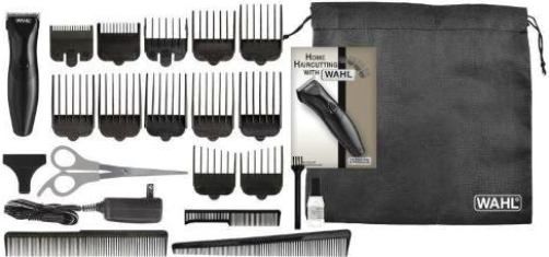 Wahl 9639-808 Haircut & Beard 22-Piece Hair Cutting Kit; Includes: Clipper, Blade Guard, Soft Storage Case, Styling Comb, Barber Comb, Beard Comb, Cleaning Brush, Blade Oil, Scissors, Charger, 12 Guide Combs (1.5mm, 3mm, 4.5mm, 6mm, 10mm, 13mm, 16mm, 19mm, 22mm, 25mm, Left Ear Taper and Right Ear Taper) and Instructions; UPC 043917963556 (9639808 9639 808 963-9808) 