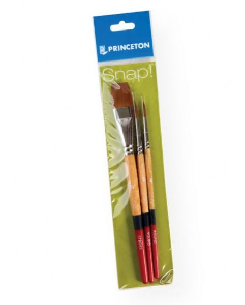 Princeton 9650SET-2 Snap! Golden Taklon Brush Set Round 4 and 6, Stroke .75; Set includes golden taklon short handle brushes round 4 and 6, stroke .75