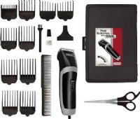 Wahl 9655-500 Dual Voltage Worldwide Voltage Clipper Kit; Self-Sharping High-Carbon Steel Blades; Includes: Cleaning Brush, Blade Oil, Scissors Styling Comb, Clipper Guide Combs (1/8" (3mm), 1/4" (6mm), 3/8" (10mm), 1/2" (13mm), 5/8" (16mm), 3/4" (19mm), 7/8" (22mm), 1" (25mm), Left Ear Taper, Right Ear Taper), Hard Storage Case and English/Spanish Instructions; UPC 043917965550 (9655500 9655 500 965-5500) 