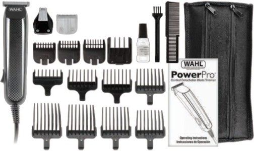 Wahl 9686-008 PowerPro Corder Hair Clipper, Trimmer and Detailer; Includes: Corded Unit, T-Blade, Trimmer Head, Detail Head, 6-Position Guide, 3 Trimmer Guides (Stubble, Medium, Full), 8 Clipper Guides (3 mm, 6 mm, 10 mm, 13 mm, 16 mm, 19 mm, 22 mm, 25 mm) Comb, Storage Pouch, Cleaning Brush, Blade Oil and Instructions; UPC 043917968605 (9686008 9686 008 968-6008) 