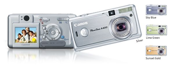 Canon 9688A001, PowerShot A400 Digital Camera Design 3.2 Megapixel Camera with 2.2x Optical/3.2x Digital/7.0x Combined Zoom(9688A001, PowerShot A400, A400)