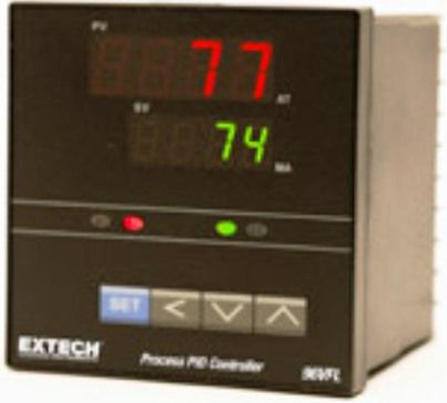Extech 96VFL11 Temperature PID Controller 1/4 DIN with Two Relay Outputs, Dual 4-digit LED displays of process and setpoint values, User friendly menus and tactile keypad for easy programming, One-touch autotuning for quick setup & precise control, Fuzzy Logic PID offers intuitive control simulating human control logic, UPC 793950961117 (96V-FL11 96VFL-11 96V-FL11 96VFL)