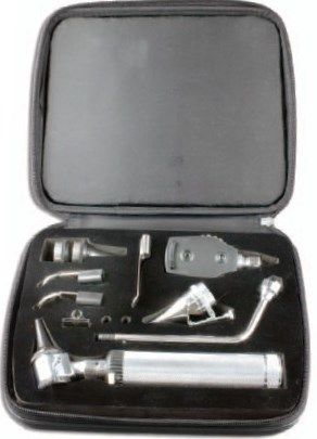SunMed 9-7005-00 Diagnostic Kit, Standard fittings, Includes: Battery handle, Otoscope chamber, Ear tips in sizes 2.5, 3.5 and 4.5, Nasal speculum screw type, Ophthalmoscope head, Metal Tongue Depressor, Illumintated tounge holder, Laryngeal mirrors sizes 3 and 4, Tongue holder for wooden blades (9700500 97005-00 9-700500)