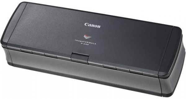 Canon 9705B007 imageFORMULA P-215II Portable Document Scanner; Built-in card reader and Automatic Document Feeder; Powered by USB port; 20 sheets Feeder Capacity; The P-215II scanner has a 