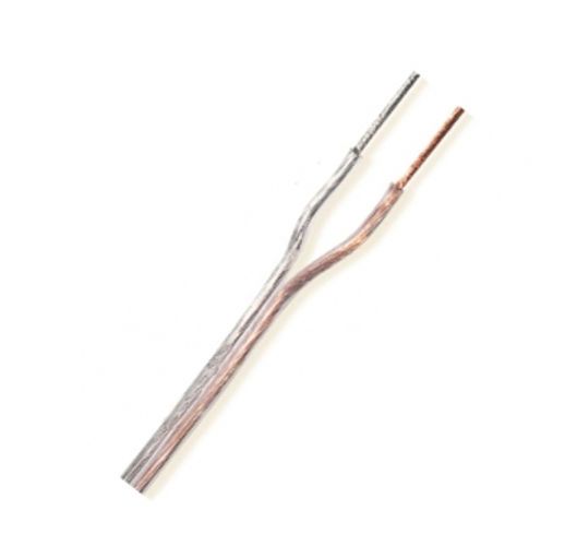 BELDEN97183681000, Model 9718, 12 AWG, 2-Conductor, CM-Rated, Speaker Cable; Clear, Transparent; 12 AWG stranded ETP high-conductivity copper conductors; PVC insulation; One Tinned Copper conductor and one bare copper conductor; UPC 612825257363 (BELDEN97183681000 AUDIO TRANSMITION PLUG WIRE)