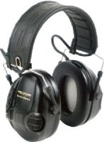 3M 97451-00000 Peltor Tactical Sport Earmuff Hearing Protection; ASIC technology for cleaner more refined audio reproduction; Loud sounds are suppressed; Padded, adjustable, stainless steel headband; Liquid/gel filled ear cushions; Batteries last 500 hours; Interchangeable black/orange ear cup covers; UPC 078371974510 (9745100000 97451 00000) 