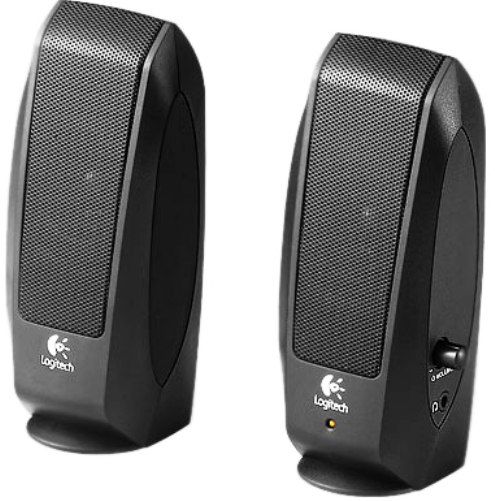 Logitech 980-000012 Model S-120 Speaker System, P2.0 stereo speaker system, New design with metal grille (all-matte finish), Satellite base designed for greater stability on the desktop, Integrated power and volume control, 3.5mm headphone jack included, UPC 097855045836 (980000012 980 000012 S120 S 120)
