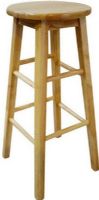Linon 98101NAT-01-KD Barstool With Round Seat, Crisp, natural finish, Solid wood legs, Versatile Design, 29" seat height, Solid and durable construction, Solid Rubberwood Constructions, 29" H x 12" W x 12" D, UPC 753793859507 (98101NAT01KD 98101NAT-01-KD 98101NAT 01 KD) 