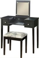 Linon 98135BLKX-01-KD-U Vanity Set with Butterfly Bench, Black Finish, Flip Top Mirror with safety stay hinge, Plush, padded stool, 250lb stool weight limit, Pre-drilled wire management hole, 36" W x 18"D x 30" H, UPC 753793875101 (98135BLKX01KDU 98135BLKX-01-KD-U 98135BLKX 01 KD U) 
