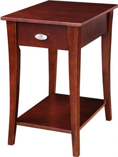 Linon 98258KESP-01-KD-U Accent Table, Espresso finish, 1 drawer, Ample sized top for a phone or to rest your beverage,Display shelf to house your favorite collectibles, Solid and durable construction,  Pine and pine Veneer Constructions, 25