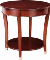 Linon 98259KESP-01-KD-U  Large Round Top End Table, Espresso Finish, Wood Materail, Elegant caps on the feet of the table, Ample sized top for a phone or to rest your beverage, Display shelf to house your favorite collectibles, 24" W x 24" D x 24" H, UPC 753793898766 (98259KESP01KDU 98259KESP-01-KD-U 98259KESP 01 KD U) 