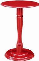 Linon 98260KRED-01-KD-U Round Top Pedestal Table, Red Finish, Wood Materail, Gracefully turned pedestal base, Ample sized top for a phone or to rest your beverage, Traditional styling, 18'' W x 18'' D x 26'' H, UPC 753793898773 (98260KRED01KDU 98260KRED-01-KD-U 98260KRED 01 KD U) 