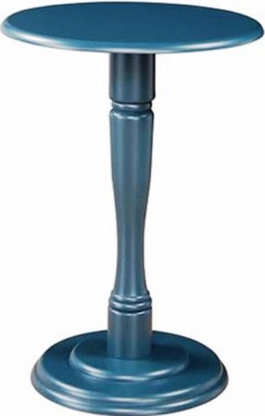 Linon 98260KTEA-01-KD-U Round Top Pedestal Table, Teal finish, Gracefully turned pedestal base, Ample sized top for a phone or to rest your beverage, Traditional styling, Solid and durable construction, 18