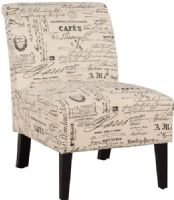 Linon 98320SCRPT01U Linen Script Lily Chair; Stylish seating option for any room in your home; Has a plush seat and back that is upholstered in a printed butterfly linen; Straight lined legs are finished in a dark espresso; Stylish way to add function and pattern to your space; 275 lbs weight capacity; UPC 753793935942 (98320-SCRPT01U 98320SCRPT-01U 98320-SCRPT-01U) 