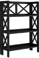 Linon 98480BLK01U Three Shelf Folding Bookcase, Perfect for adding sleek storage space to any living room or office, Contemporary designed sides and a sleek black finish, Three spacious shelves provide ample storage and display space, Sturdy and durable construction, Folds for easy storage, Some Assembly Required, Dimensions 27.56"w x 11.02"d x 37.8"h, UPC 753793939094 (98480-BLK01U 98480BLK-01U 98480-BLK-01U) 
