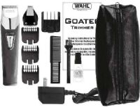 Wahl 9860-1301 Goatee Rechargeable Trimmer; Comes with 2 interchangeable heads (Trimmer Head and Detailer Head); Precision ground blades are finely ground not stamped; Includes: cleaning brush, blade oil, beard & mustache comb, charger, 6 position guide, 3 standard guide combs (stubble, medium and full), storage/travel pouch and english/spanish instructions; UPC 043917986166 (98601301 9860 1301 986-01301 98601-301) 