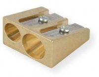 Alvin 9868-BULK Sharpener Brass Wedge, 12 per Box; Wedge-shaped brass sharpener; With a replaceable blade; Provides two cutter openings to accept 0.4375" and 0.3125" pencils; Blister-carded and packaged 12 per box; Shipping Dimensions 4.5" x 4" x 2.75"; Shipping Weight 0.94 lbs; UPC 088354140433 (9868BULK 986-8-BULK 98-68-BULK ALVIN9868BULK ALVIN-9868-BULK ALVIN-98-68-BULK) 