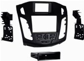Metra 99-5827B Ford Focus 12-Up DIN & DDIN Mounting Kit, ISO DIN head unit provision with pocket, DDIN head unit provision, Painted Matte Black (different colored vent trims sold separately), Integrated controls for info center, Applications: 2012-UP Ford Focus Without MyFord Touch, UPC 086429265145 (995827B 9958-27B 99-5827B) 