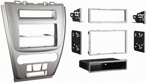 Metra 99-5821S Ford Fusion - Mercury Milan 2010-2011 kit Silver, DIN Head Unit Provision with Pocket, ISO DIN Head Unit Provision with Pocket, Double DIN Head Unit Provision, ISO Stacked Head Unit Provision, Painted Silver, UPC 086429219612 (995821S 9958-21S 99-5821S)