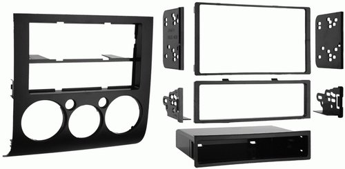 Metra 99-7012 04-12 Mitsu Galant DIN/DDIN Mounting Kit, Designed specifically for the installation of double DIN radios or two single DIN radios, Metra patented quick release snap is ISO-mount system with custom trim ring, Recessed DIN opening, Removable oversized storage pocket with built-in radio supports, Allows retention of factory climate controls in their original location, UPC 086429173273 (997012 9970-12 99-7012)