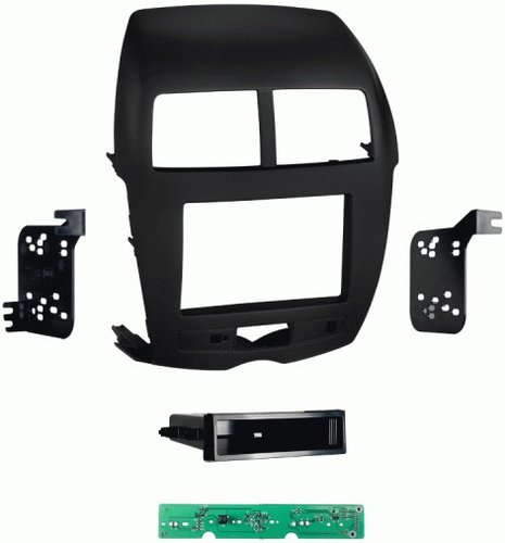 Metra 99-7013TB 07-13 Mits Outlander DIN/DDIN Mounting kit, Designed specifically for the installation of double DIN radios or two single DIN radios, Metra patented quick release snap in ISO mount system with custom trim ring, Recessed DIN opening, Removable over sized storage pocket with built in radio supports, UPC 086429247752 (997013TB 9970-13TB 99-7013TB)