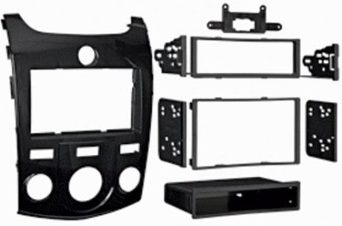 Metra 99-7338HG Kia Forte 10-13 DIN/DDIN Gloss Mounting Kit, DIN Head unit provisions with pocket; ISO DIN Head unit provision with pocket; DDIN Head unit provision; Painted to match factory color and finish; Painted to match factory dash: 99-7338B=Matte Black, 99-7338S=Silver, 99-7338HG=High Gloss Black; UPC 086429225422 (997338HG 9973-38HG 99-7338HG)