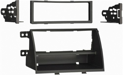 Metra 99-7340B Kia Sorrento 2011 Mount Kit, DIN with a storage pocket, Metra Patented Snap-in ISO mount. Quick Release brackets with a custom trim plate, Painted matte black to match the factory color and finish, WIRING & ANTENNA CONNECTIONS (sold separately), Wiring Harness: 70-7303 - with out UVO / 70-7304 - with UVO, Antenna Adapter:  40-KI11 - Kia antenna adapter 2007-up, UPC 086429222117 (997340B 9973-40B 99-7340B)