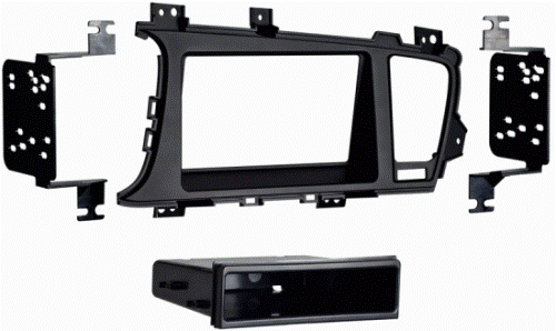 Metra 99-7345B Kia Optima 2011-up Black Dash Kit, ISO DIN head unit provision with pocket, Painted matte black to match factory finish, WIRING & ANTENNA CONNECTIONS (Sold Separately), Wiring Harness: 70-7304 - Hyundai/Kia 2010-up, Antenna Adapter: Not Required, UPC 086429253814 (997345B 9973-45B 99-7345B)