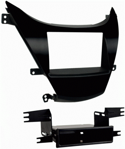 Metra 99-7346B Hyundai Elantra 11-13 SDIN/DDIN Mount Kit, ISO DIN Head unit provision with pocket, DDIN Head unit provisions, Painted black to match factory finish, WIRING & ANTENNA CONNECTIONS (sold separately), Wiring Harness: 70-7304 HYBL-04, Antenna Adapter: Not required, UPC 086429258536 (997346B 9973-46B 99-7346B)