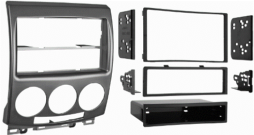 Metra 99-7509 Mazda 5 06-Up DIN&DDIN Kit, Designed specifically for the installation of double DIN radios or two single DIN radios., Metra patented Quick Release Snap In ISO mount system with custom trim ring., Painted silver contoured and textured to compliment factory dash., Removable oversized storage pocket with built in radio supports, UPC 086429174966 (997509 9975-09 99-7509)