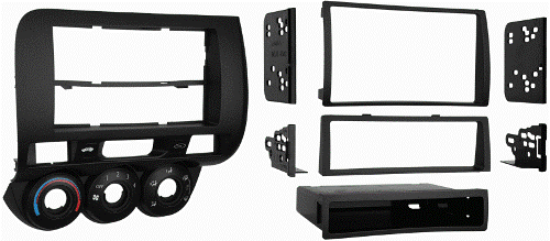 Metra 99-7872 Honda Fit 2007-2008 Dash Kit, Custom design allows retention of factory climate controls in their orginal postition and passenger airbag light, Double DIN trim plate and brackets, Metra patented Quick-Release Snap-In ISO-mount system with custom trim ring, Recessed DIN opening, Removable oversized storage pocket with built-in-radio supports, Painted matte black contoured and textured to compliment factory dash, UPC 086429164448 (997872 9978-72 99-7872)