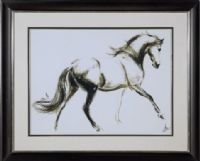Bassett Mirror 9900-039EC Framed Art Cantering Horse, Conte Suite, Modern-Contemporary Style, 46" W x 55" H, One of our contemporary and modern-styled framed art that will work in almost any decor, UPC 036155289236 (9900039EC 9900-039EC 9900 039EC)  