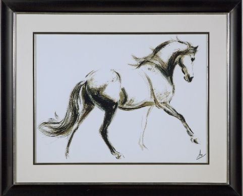 Bassett Mirror 9900-039EC Framed Art Cantering Horse, Conte Suite, Modern-Contemporary Style, 46