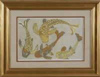 Basset Mirror 9900-156EC Golden Koi I Framed Art, 34" Width x 44" Height, One of our old world-styled framed art that will work in almost any decor, Part of the Old World Collection, UPC 036155289731 (9900156EC 9900-156EC 9900 156EC 9900156 9900-156 9900 156) 