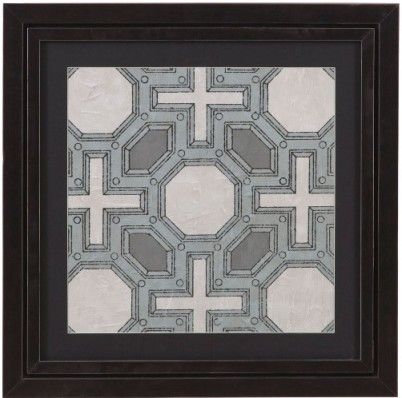 Bassett Mirror 9900-230AEC Model 9900-230A Belgian Luxe Caisson I Artwork, Dramatic hand-painted tiles are mounted in striking black frames, Together make a statement about your style, Dimensions 26