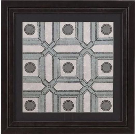 Bassett Mirror 9900-230CEC Model 9900-230C Belgian Luxe Caisson III Artwork, Dramatic hand-painted tiles are mounted in striking black frames, Together make a statement about your style, Dimensions 26