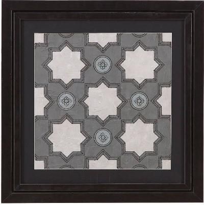 Bassett Mirror 9900-230EEC Model 9900-230E Belgian Luxe Caisson IV Artwork, Dramatic hand-painted tiles are mounted in striking black frames, Together make a statement about your style, Dimensions 26
