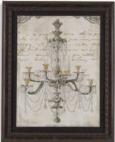 Bassett Mirror 9900-248BEC Model 9900-248B Belgian Luxe Chandiler II Artwork; Done in pen and ink, these prints show elegant chandeliers overlaid on script; Parchment-style background makes these prints delightful and appealing, Dimensions 47" x 59"; Weight 45 pounds; UPC 036155299389 (9900248BEC 9900 248BEC 9900-248B-EC 9900248B)   