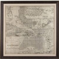Bassett Mirror 9900-260EC Model 9900-260 Belgian Luxe Vintage Map of the Caribbean Artwork, Done in sepia tones with an Old World style and surrounded in lustrous wood, Dimensions 65" x 65", Weight 53 pounds, UPC 036155299471 (9900260EC 9900 260EC 9900-260-EC 9900260)   